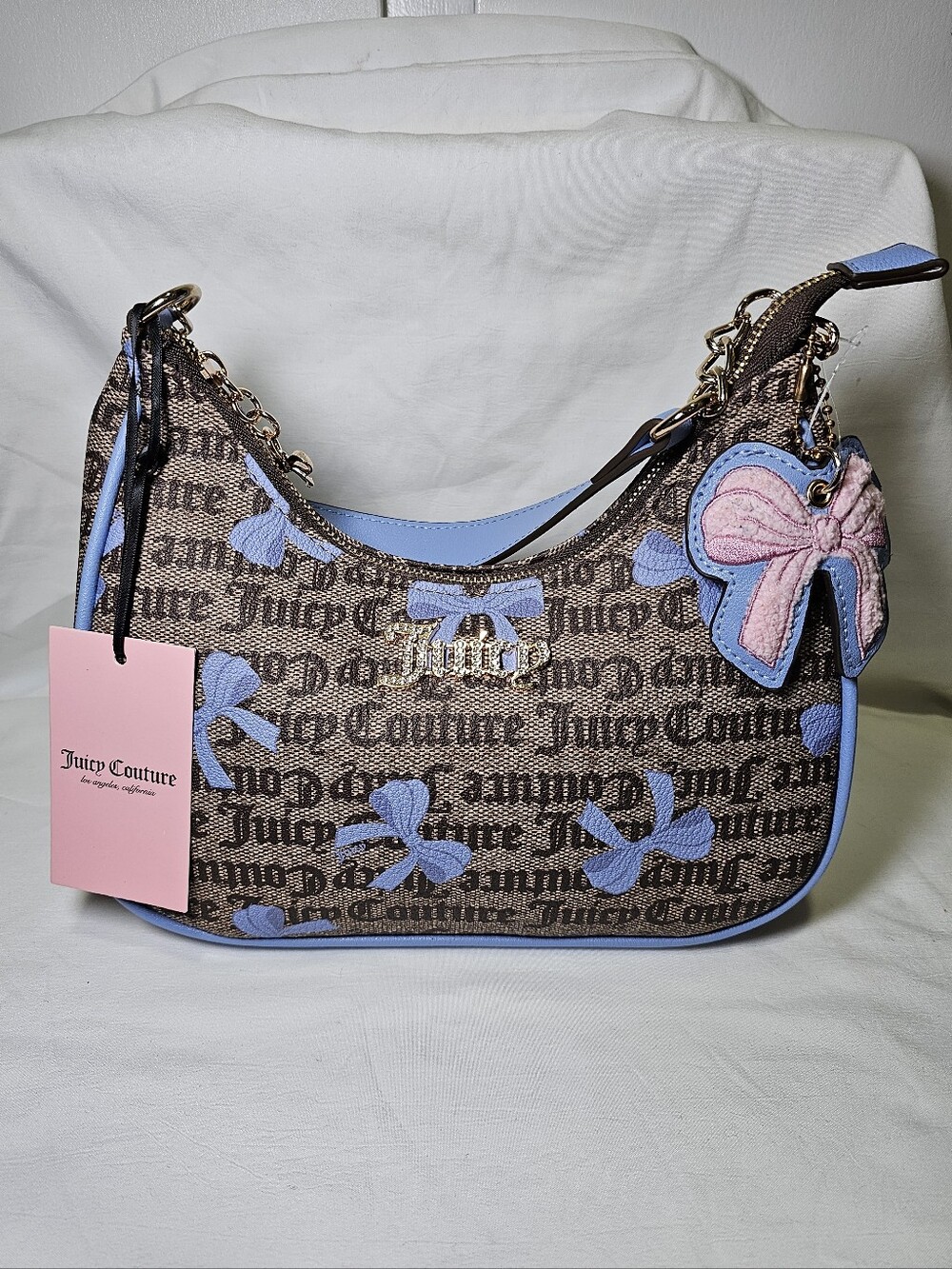 NWT Juicy Couture Brown/Blue Simply Sweet Coho Shoulder Bag